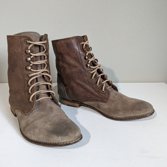 Free People Truemay Distressed Factory Worn Lace Up Short Boots 38 - Picture 5 of 16
